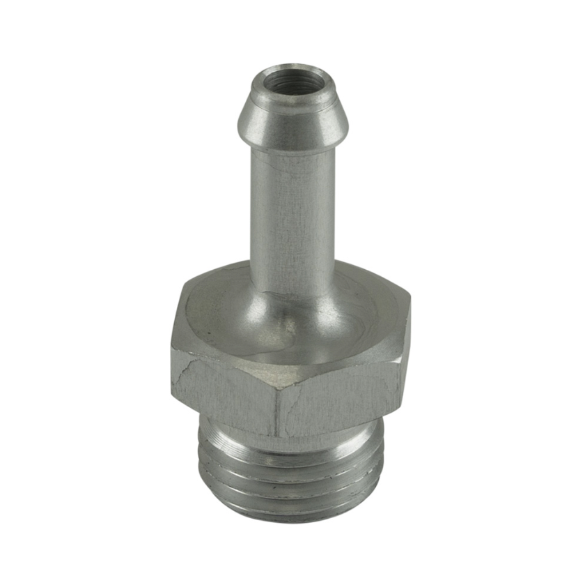 Fitting 6mm / 1/4" Hose End to -6 AN ORB Male Straight - Silver