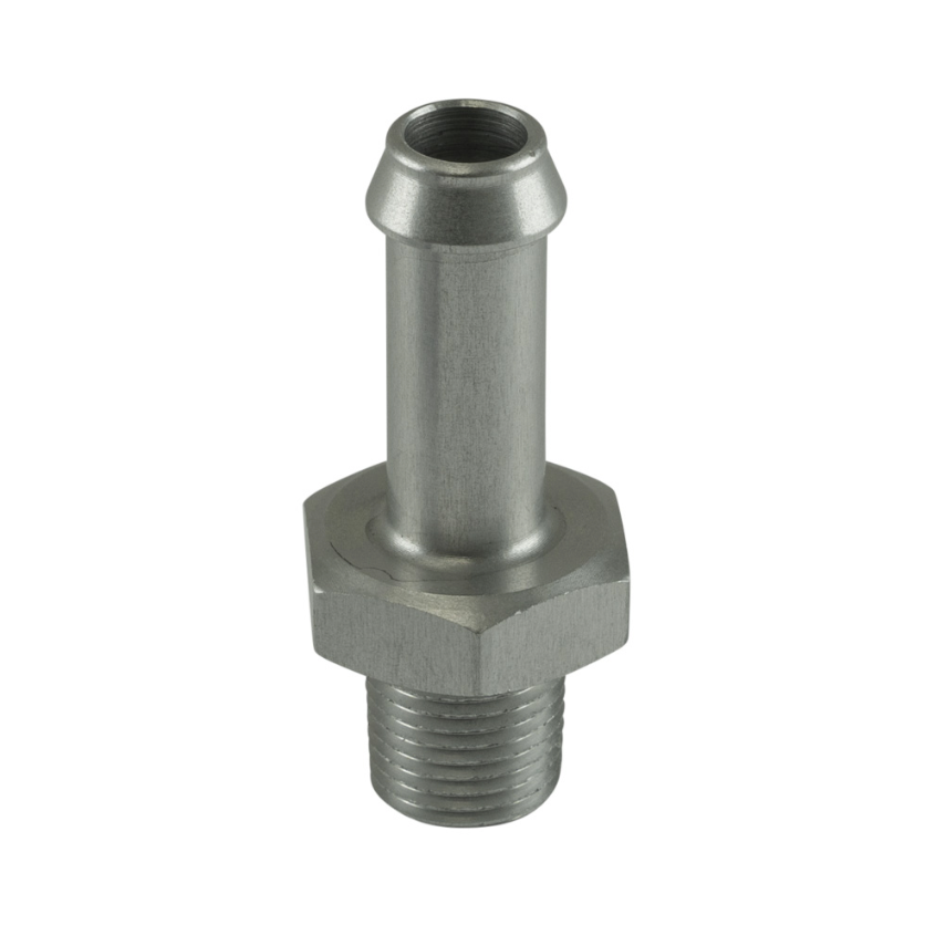 Fitting 6mm / 1/4" Hose End to 1/8 NPT Male Straight - Silver